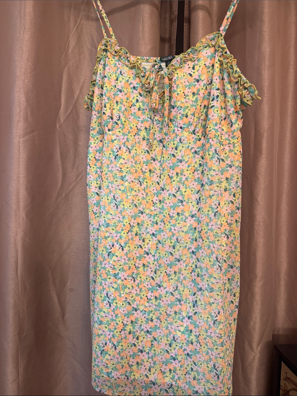 wild fable Pastel Floral Slip Dress - Pink, Yellow & Green